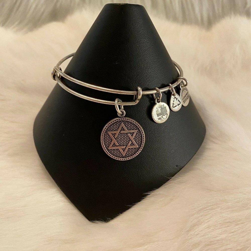 Alex and Ani Star of‎ David Bangle Bracelet Silver Tone Metal Religious 6044